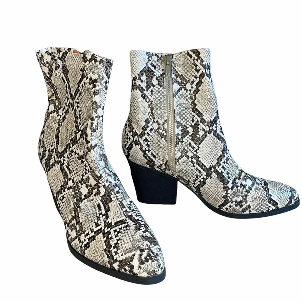 NEW French Connection SNAKE PRINT ZIP ANKLE BOOTS